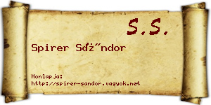 Spirer Sándor névjegykártya